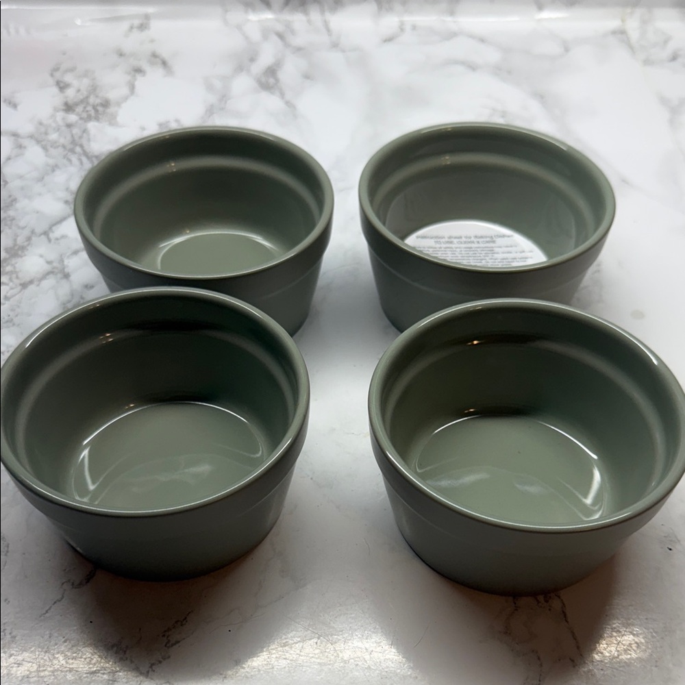 Figment Green Ceramic Bowls Set of 4 Dishwasher and Microwave safe..New